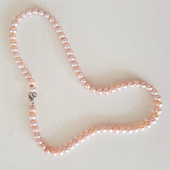 Freshwater Pink Pearl Strand Necklace - 16" - Picture 3 of 6